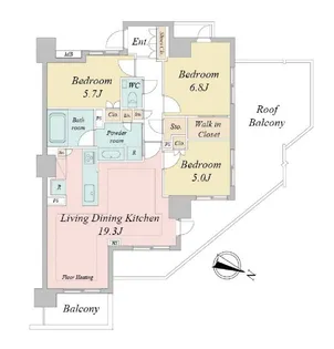 ドゥーエ早稲田【9階】の間取り