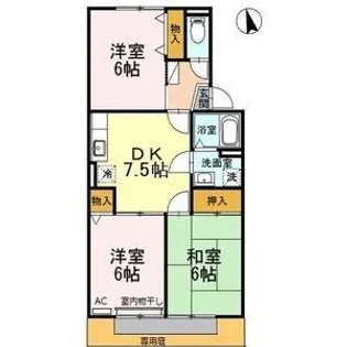 エスポワールA・B【1階】の間取り