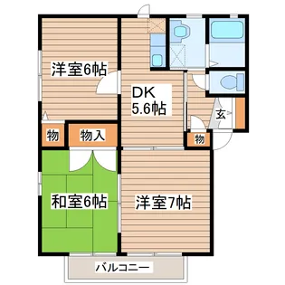 シャンテ大和町A【2階】の間取り