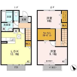愛知県岡崎市上六名3【一戸建】の間取り