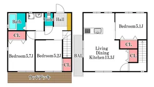 岡山県岡山市中区関【一戸建】の間取り