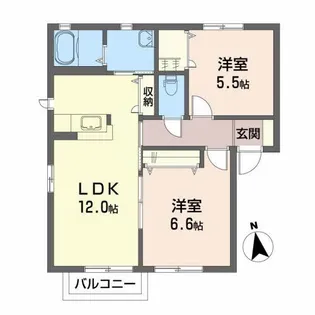 ラフィーネ笹谷【1階】の間取り