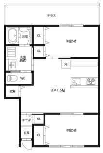 ピース・エルヴィータA棟【1階】の間取り