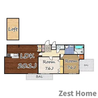 ソレイユ東園田【3階】の間取り