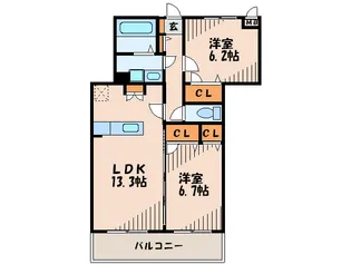 グラシューズII【1階】の間取り