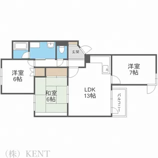 ルワズィール山の手マンションB棟【3階】の間取り