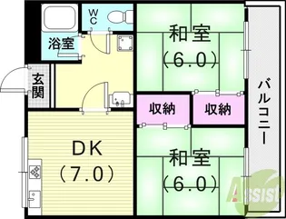 若草ハイツ【2階】の間取り