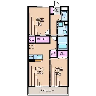 ウェスト・アンソレイユ【2階】の間取り