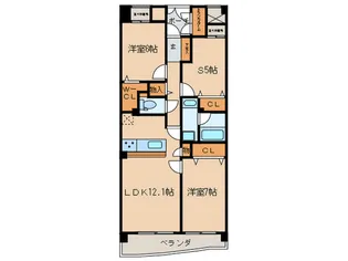 Tステージ前山グランヴィルノルテ【9階】の間取り
