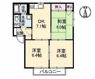 カトレアハイツ C棟【2階】の間取り