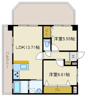 フォレスタあすと長町【4階】の間取り