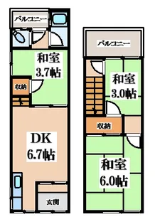 大阪府寝屋川市高柳7【一戸建】の間取り