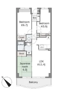 フレスコ中川【4階】の間取り