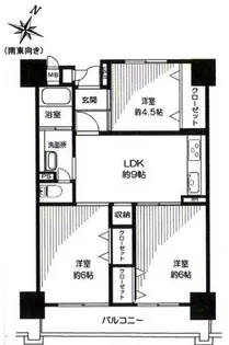 越中島三丁目ハイツ 一号棟【13階】の間取り
