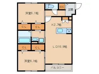 メゾン ド ボヌール【2階】の間取り