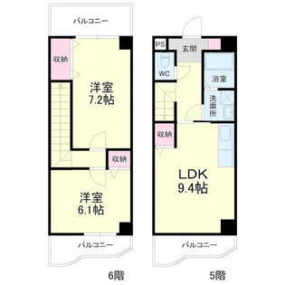 ティアラ植松【6階】の間取り
