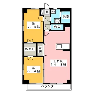 サンセールウエスト【1階】の間取り