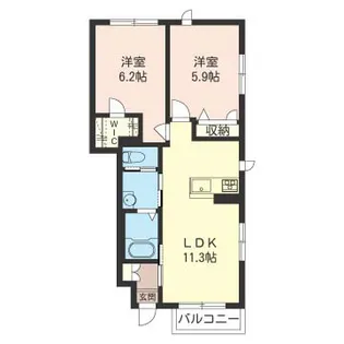 メゾンヴァンベール参番館【1階】の間取り