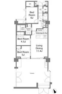 ザ・パークハウス代々木大山レジデンス【1階】の間取り