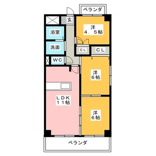 ノーブルコート寺山【5階】の間取り