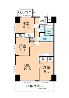 アンピールメゾン光助新町【6階】の間取り