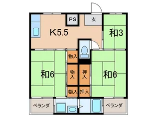 サンライズ高砂3号棟【1階】の間取り