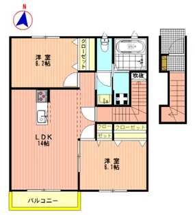 ティーゲルヒュース(南棟)【2階】の間取り