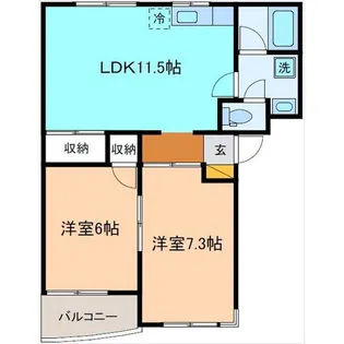 メゾン旭平【1階】の間取り