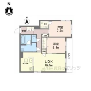 ラフィーネ松ヶ崎【1階】の間取り