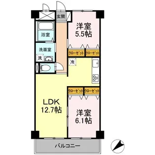 モニュメントスクウェア 弐番館【1階】の間取り