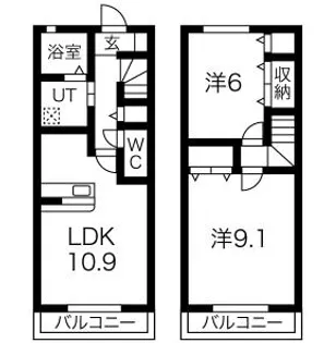 2LDKの間取り画像
