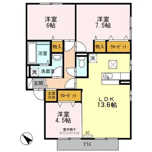 広島県福山市東川口町4【アパート】の間取り