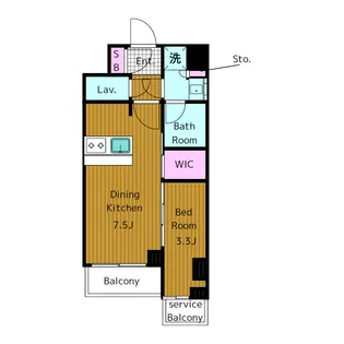 1DKの間取り画像