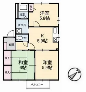 ディアスタウン D棟【2階】の間取り