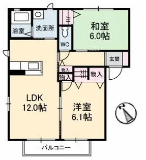 ベルエトワール庚午南【1階】の間取り