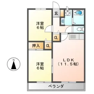 オレンジハイツA、B棟【2階】の間取り