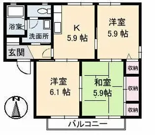 ノーブルパレス大山 A棟【2階】の間取り