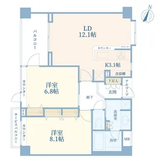 プレール・ロヴェ美しが丘【4階】の間取り