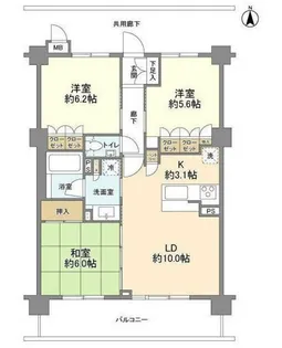 コンフォートパレス六町【3階】の間取り