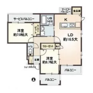 カロ甲子園口【1階】の間取り