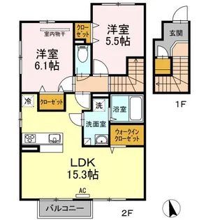 プティ ボヌール B棟【2階】の間取り