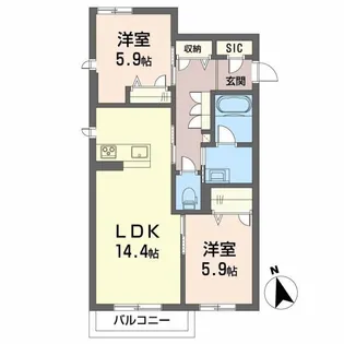 シャーメゾン中自由が丘【1階】の間取り
