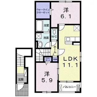 クラール綾川B【2階】の間取り