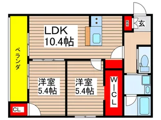サンセットベース小深1号棟【2階】の間取り