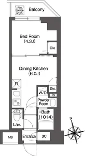 コンフォリア・リヴ品川南大井【2階】の間取り