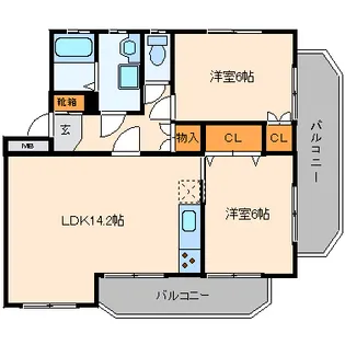 ジェンテ泉崎【1階】の間取り