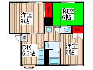 グリーンパレスB棟【1階】の間取り
