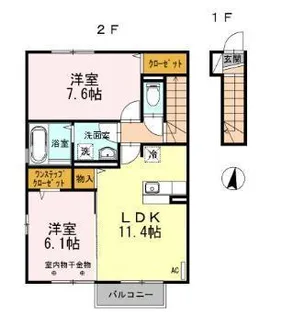 スクエアヒルズB【2階】の間取り