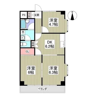 ベルヴューB館【2階】の間取り