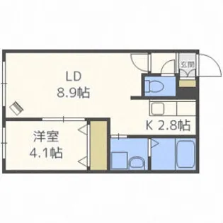 サンステージ八軒3W1【2階】の間取り